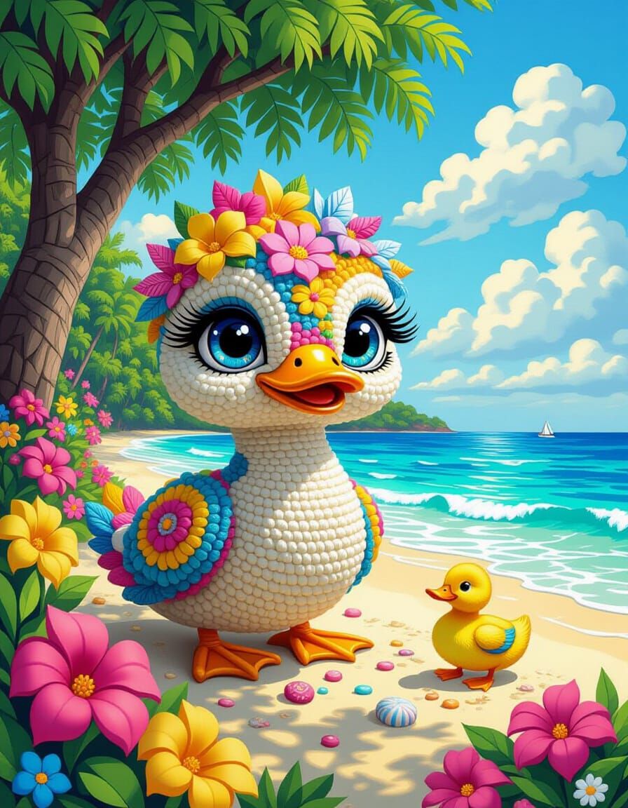 Fantasy Beach Holiday in Klimt Crochet Style