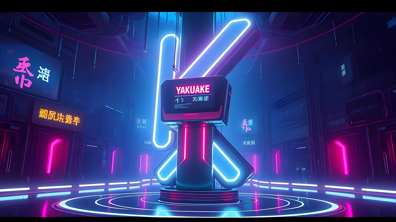 Surreal Terminal in Cyberpunk Cityscape