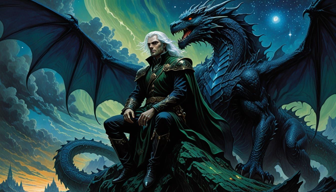 Regal Prince Soars on Majestic Black Dragon