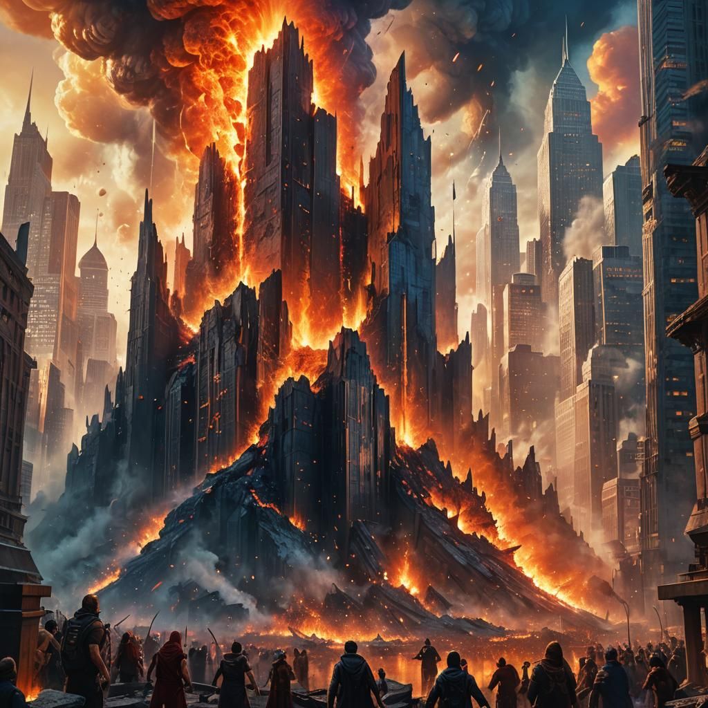 Crystalline Monolith Erupts in Metropolis: Fantasy Matte Pai...