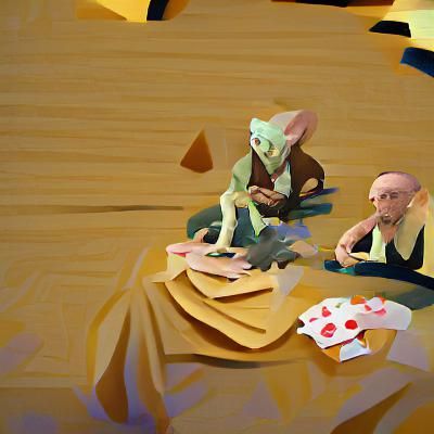 Dobby and Gollum Play Poker: Low Poly Art