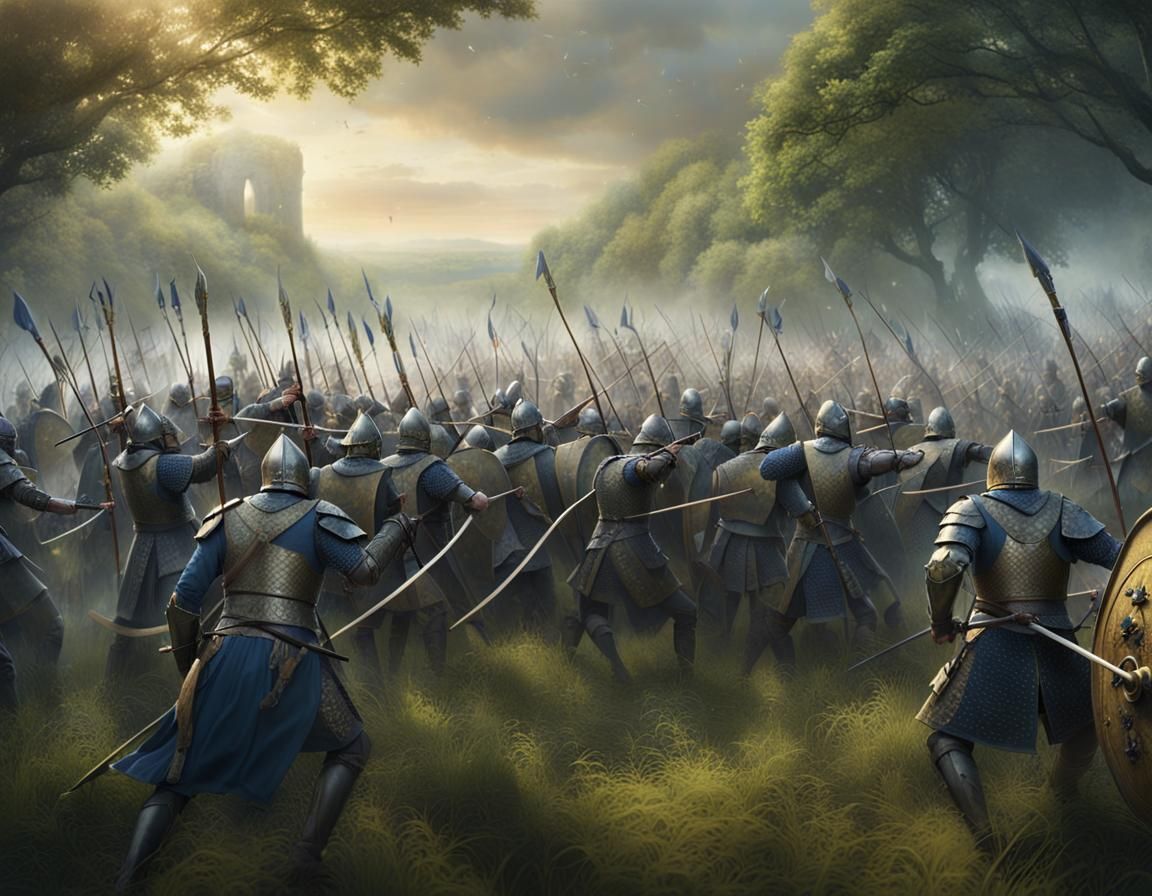 Welsh Longbow Men Charge in Epic Battle Scene