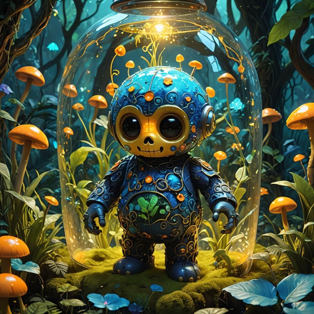 Teletubby in Glass Skull Jungle, Fantasy Concept Art