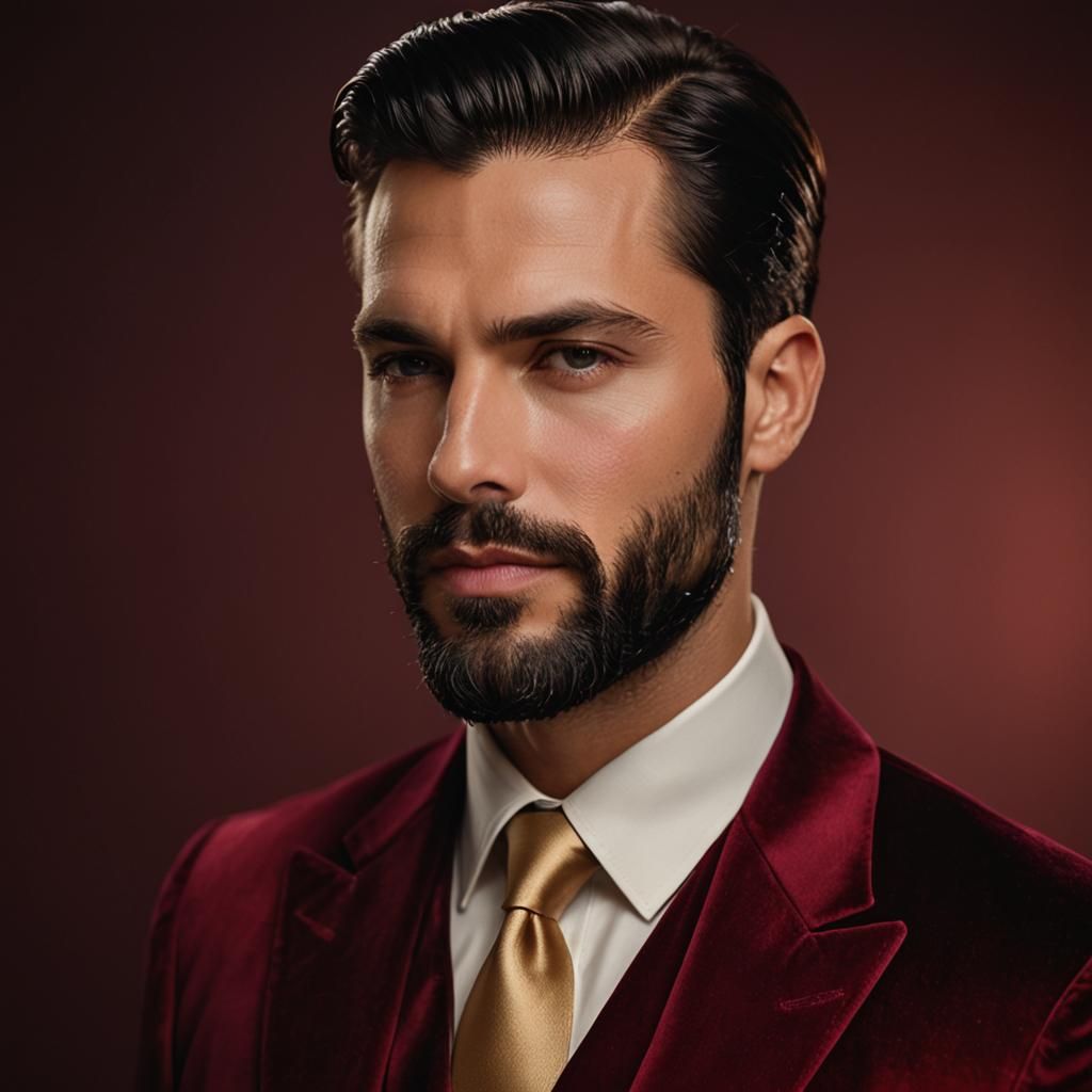Elegant Man in Velvet Suit Portrait
