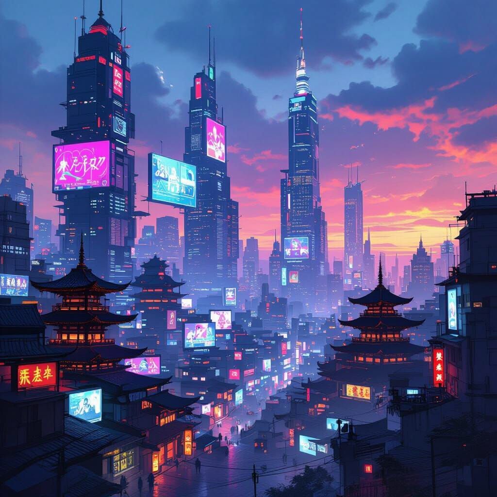 Cyberpunk Metropolis: Neon and Tradition in Gritty Realism