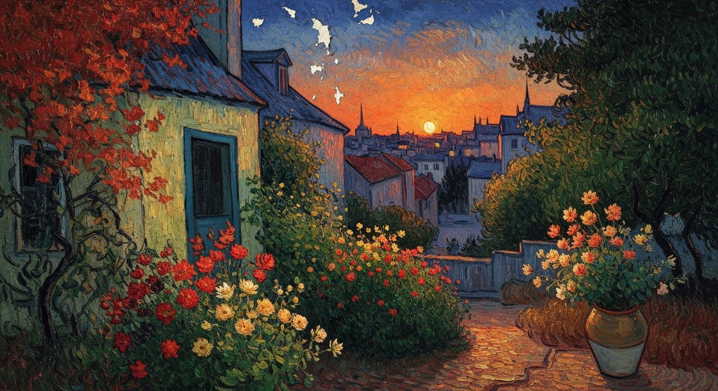 Garden in Bloom: A Van Gogh-Style Painting