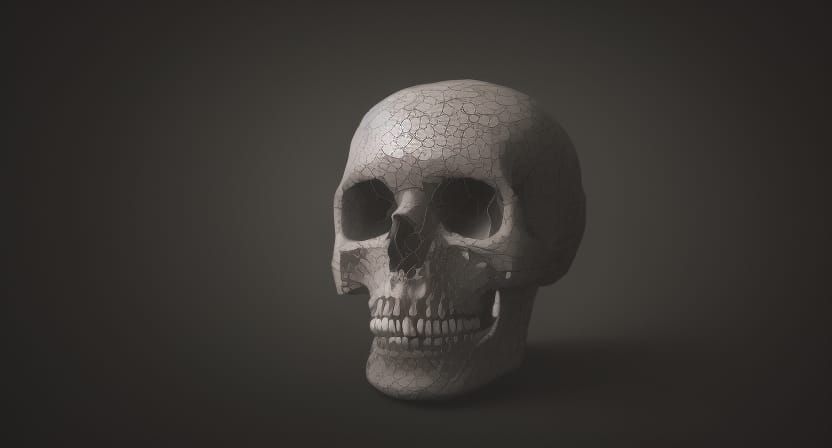 Translucent Skull in Purple and Gray, 3D Render