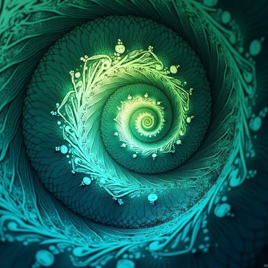 Ethereal Fractal Spiral in Opulent Digital Style