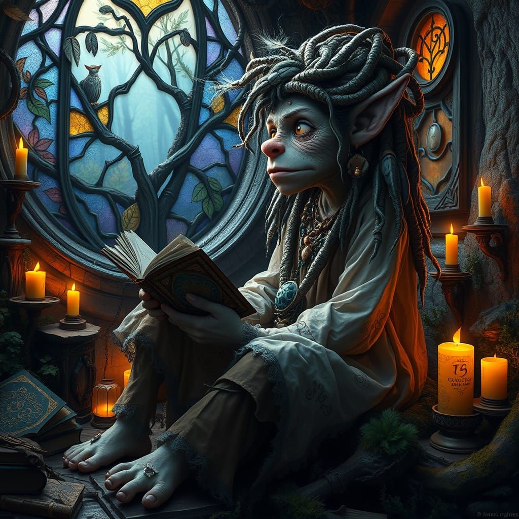 Mystical Earth Mother in Whimsical Forest Sanctum