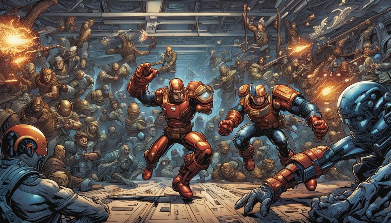 Action Figures in Comic Book Art Style