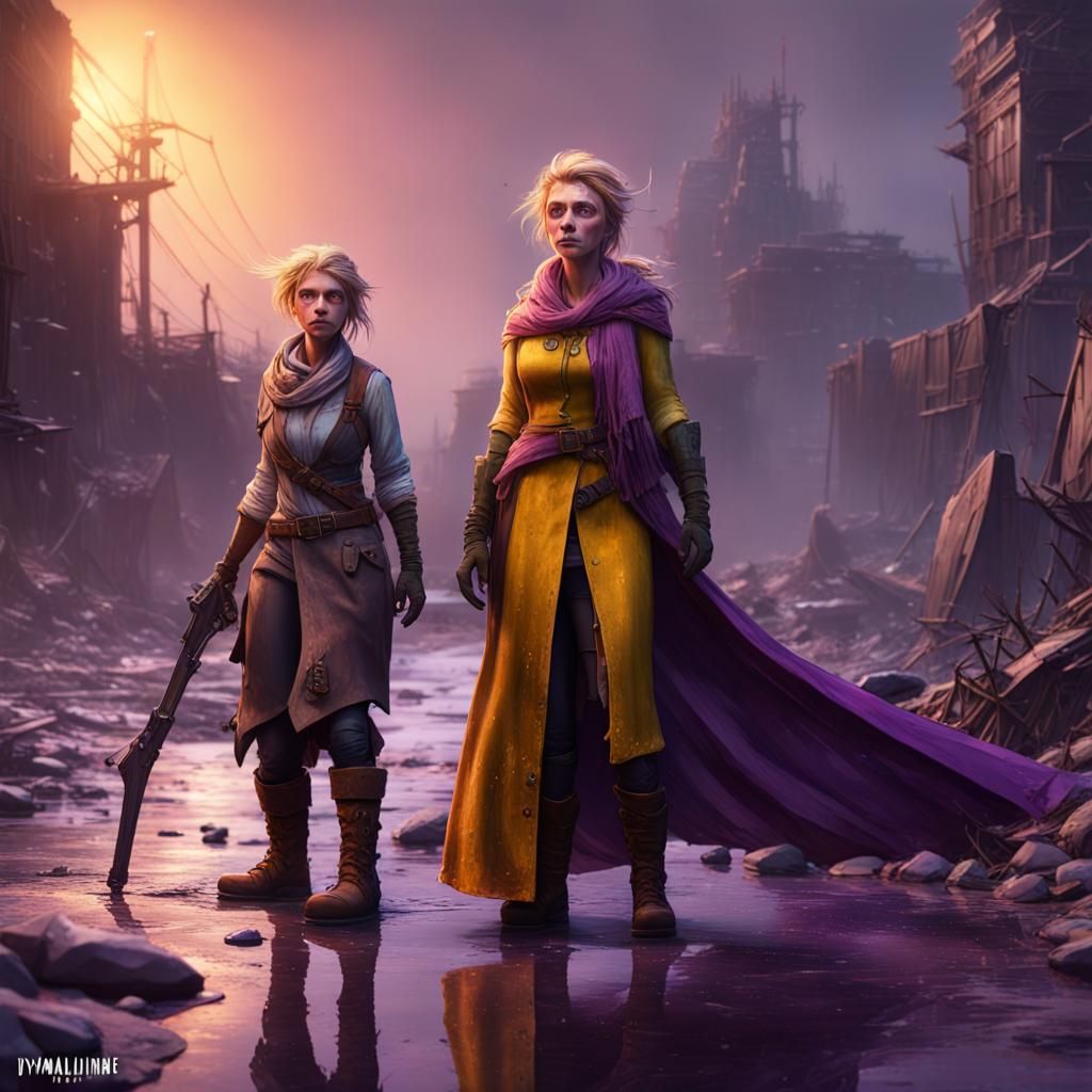 Post-Apocalyptic Elsa and Anna: Dark Fantasy Art