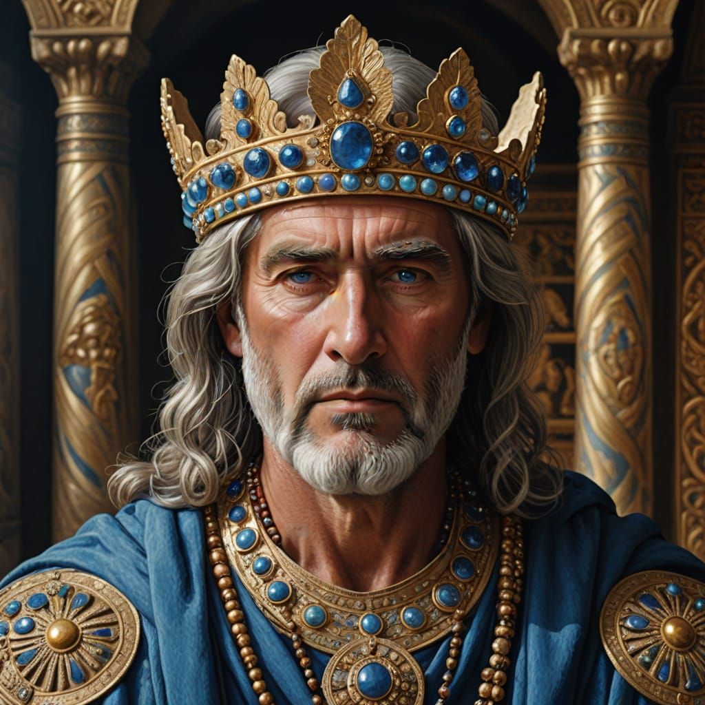 Stunning Portrait of King Priam in Royal Attire