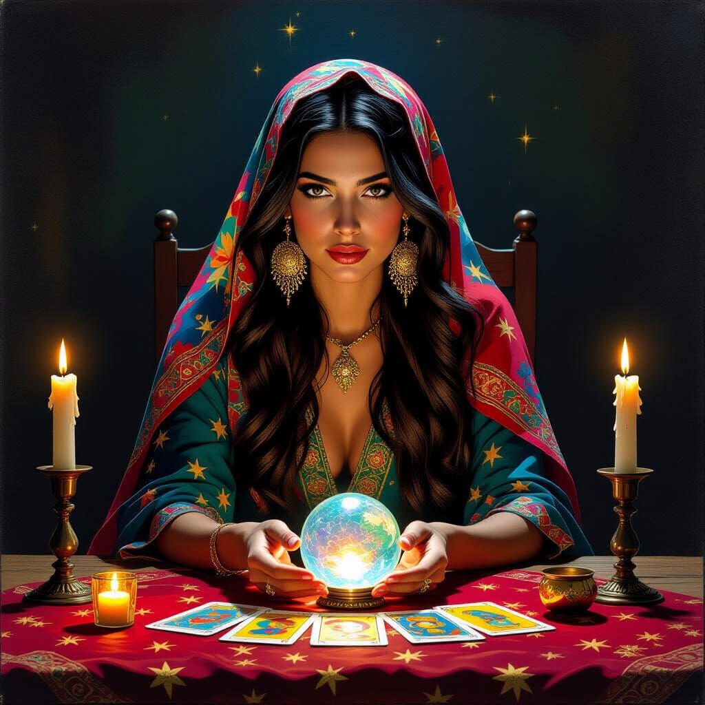 Mystical Fortune Teller in Surrealist Style