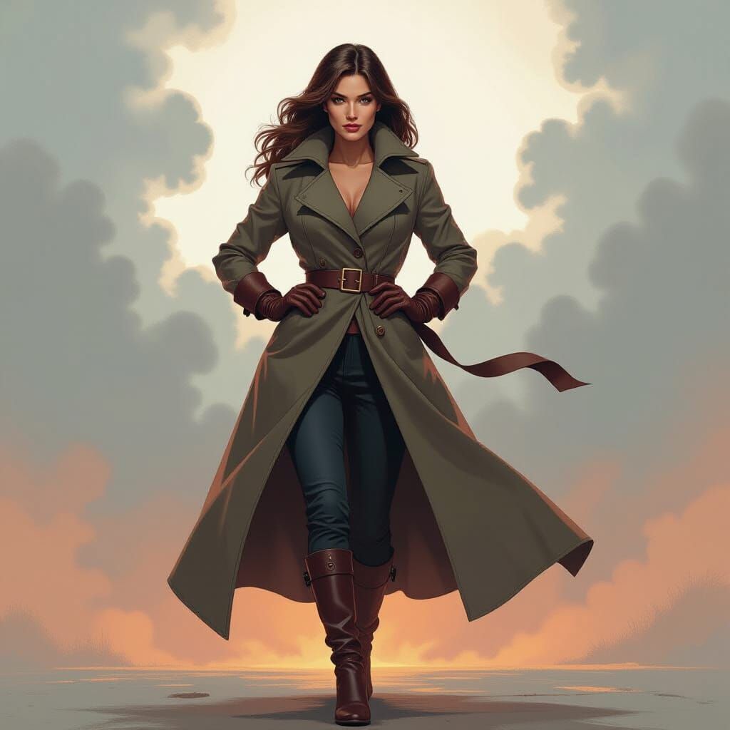 Heroic Woman in Dramatic Digital Painting Style