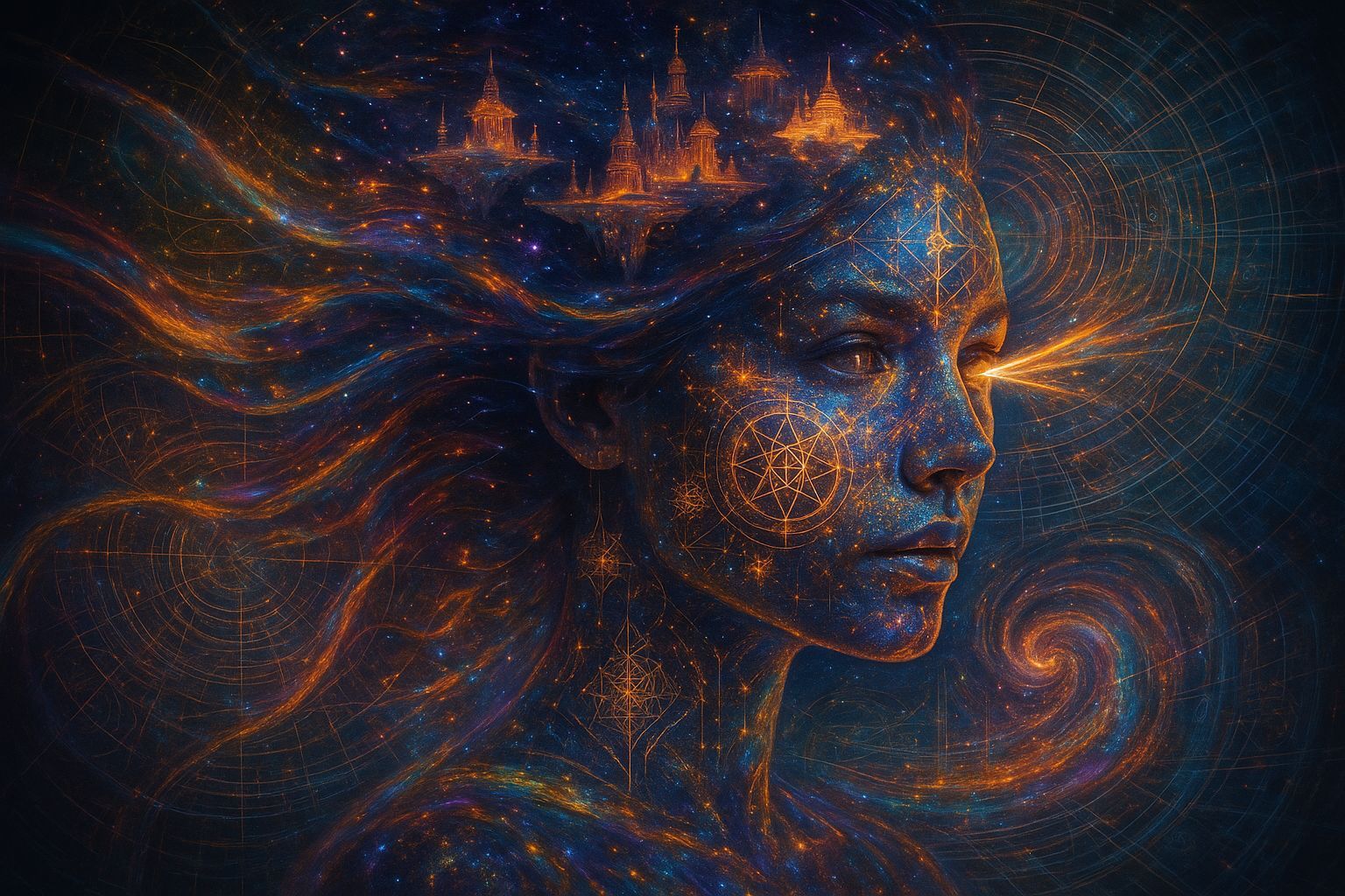Cosmic Woman: A Double Exposure Galaxy Portrait