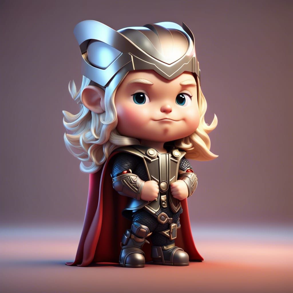 Victorian Thor Caricature in Kawaii Chibi Style