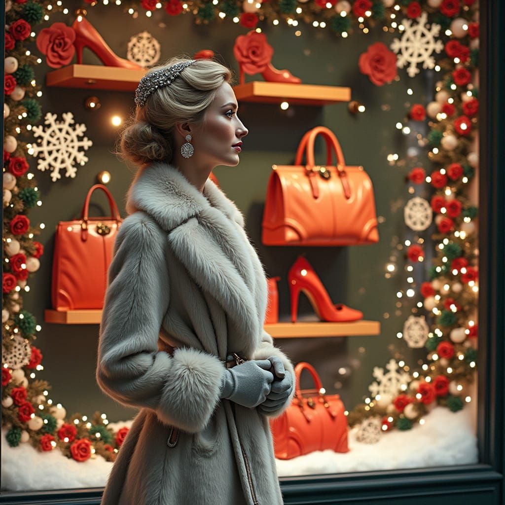 Luxurious Winter Sales Window in Elegant Style