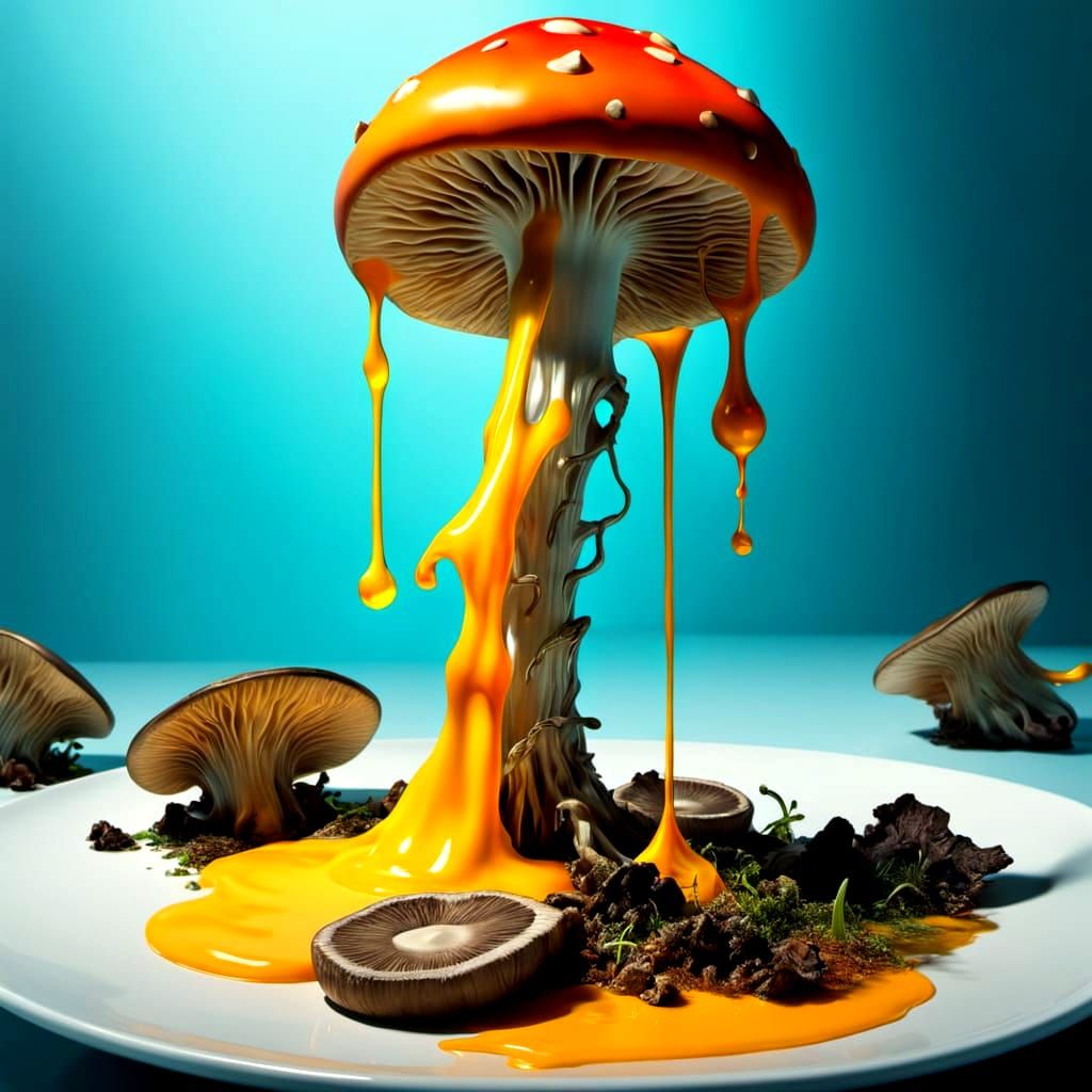 Bioluminescent Mushrooms With Screaming Melting Cheese