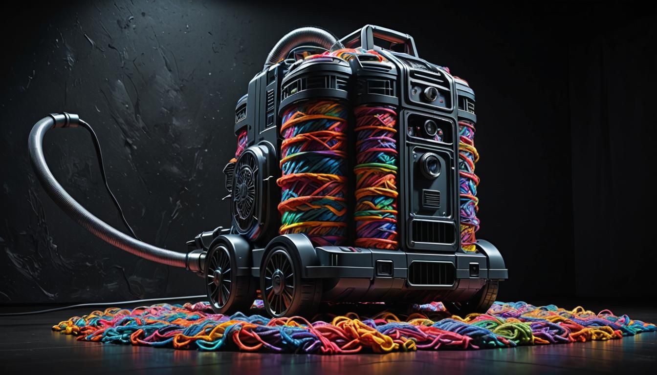 Giant Yarn Vacuum Cleaner in Space