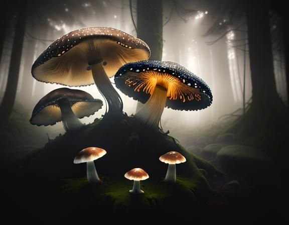 Mystical Forest: Jellyfish and Toadstools in Digital Matte P...