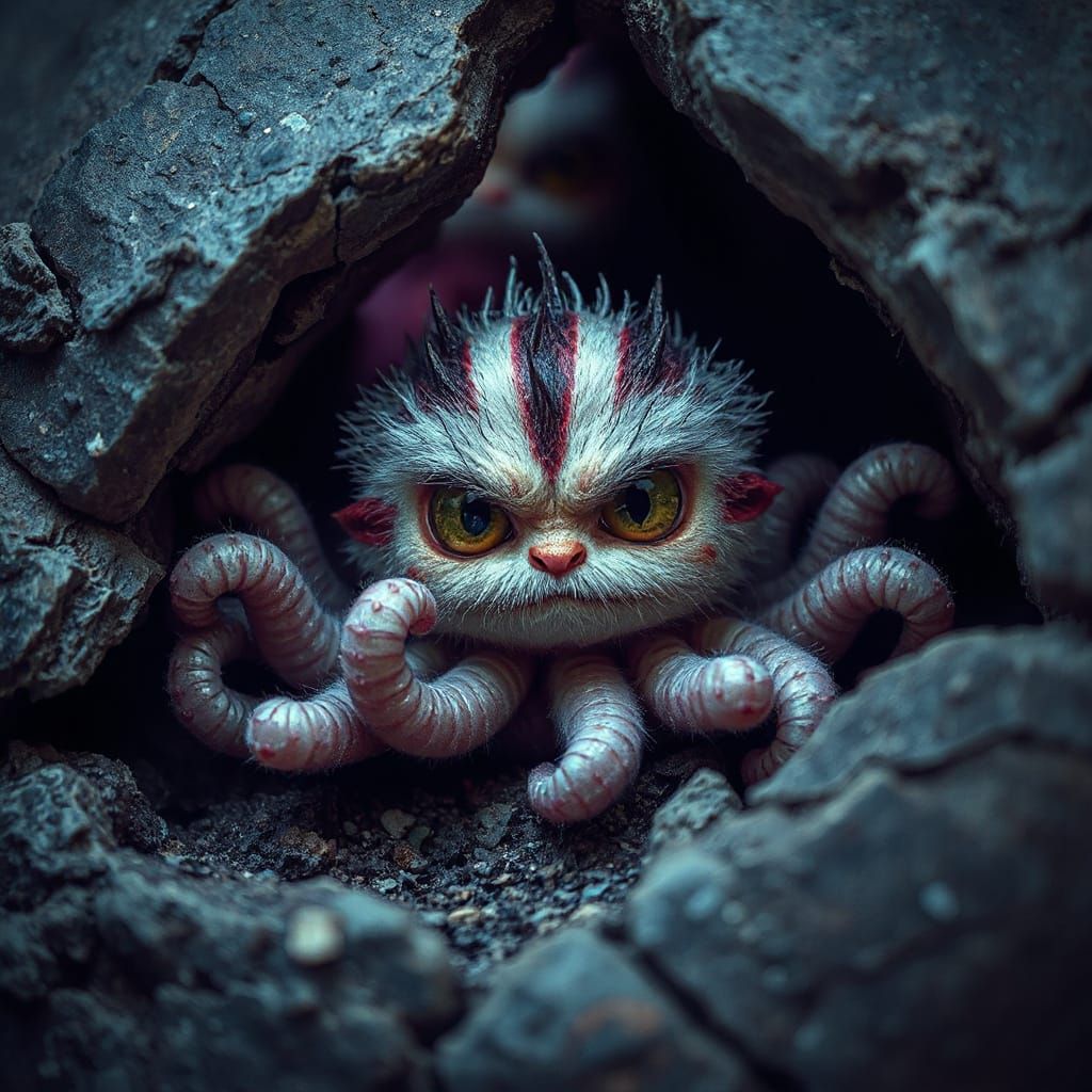 Creepy Cute Neon Creature with Tentacles