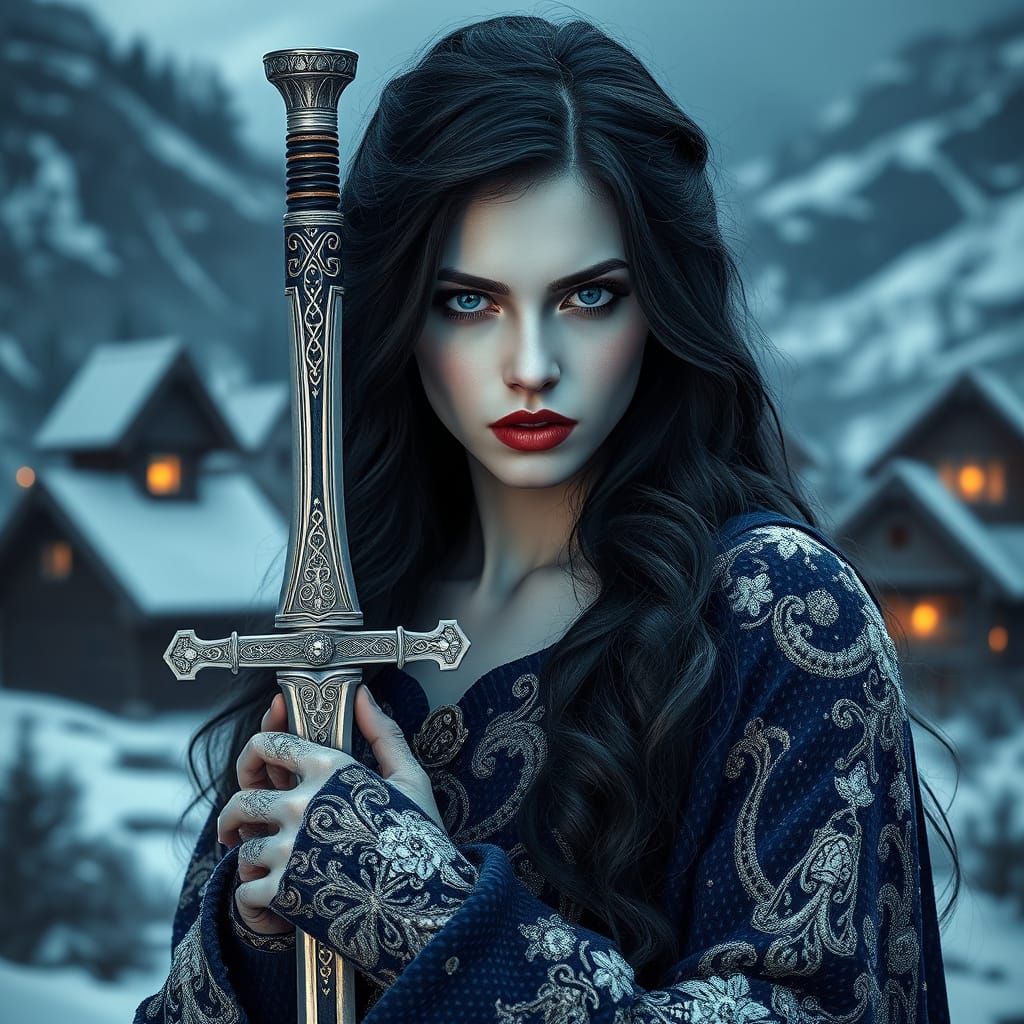 Sapphire Knight: Ethereal Vampire Beauty