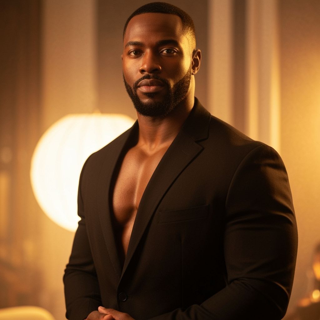 Elegant Afro-Caribbean Man in 1960s Style Blazer