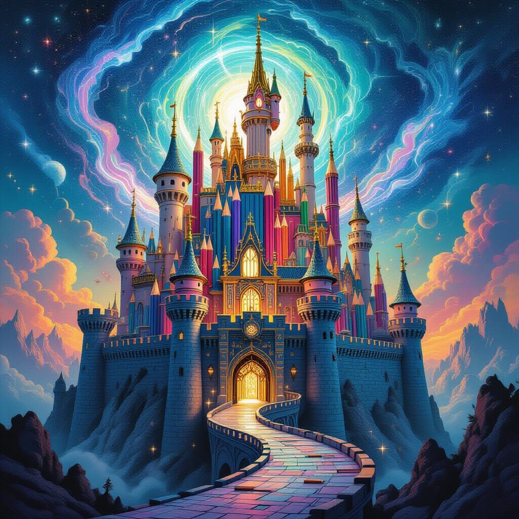 Fantastical Pencil Castle in Magical Flux