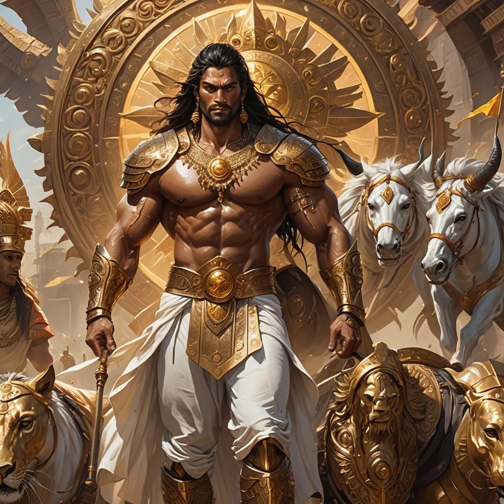 Divine Warrior in Golden Armor Concept Art