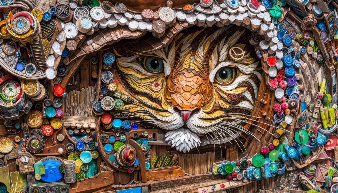 Recycled Material Art: Bottle Cap Mosaic Collage