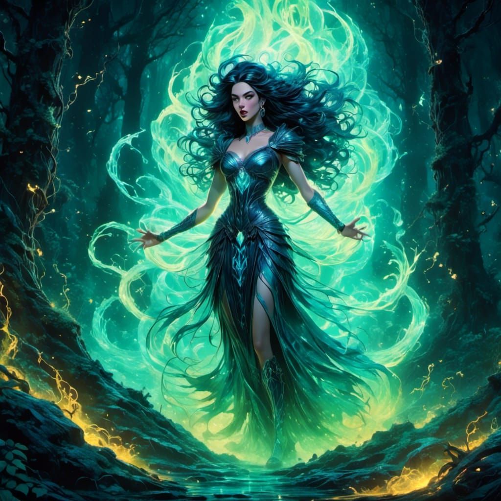 Eerie Banshee Portrait with Sharp Teeth and Claws