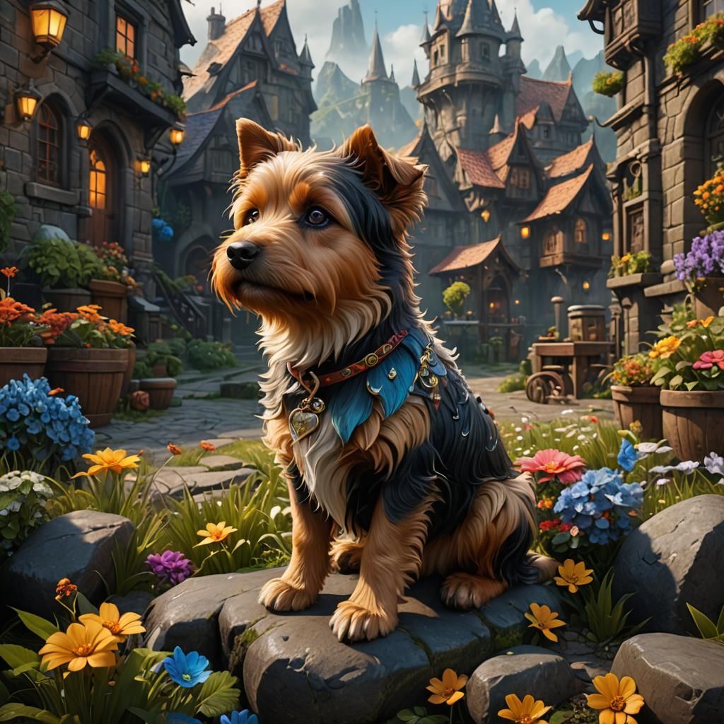 Cute Dog in Detailed Matte Painting Style