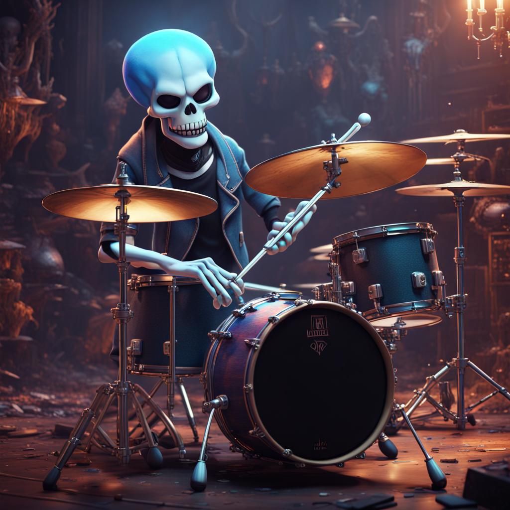 Sans Plays Drums: Fantasy Concept Art