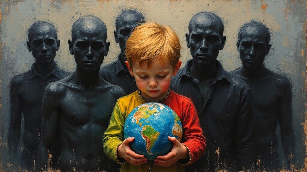 Innocent Earth Protector in Vibrant Oil Painting