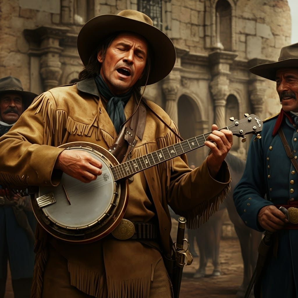 Vigilante Musician Performs for Mexican General at the Alamo