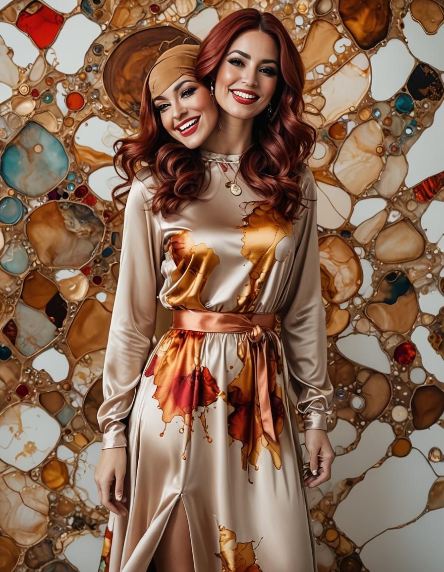 Psychedelic Alcohol Ink Portrait of Woman in Office