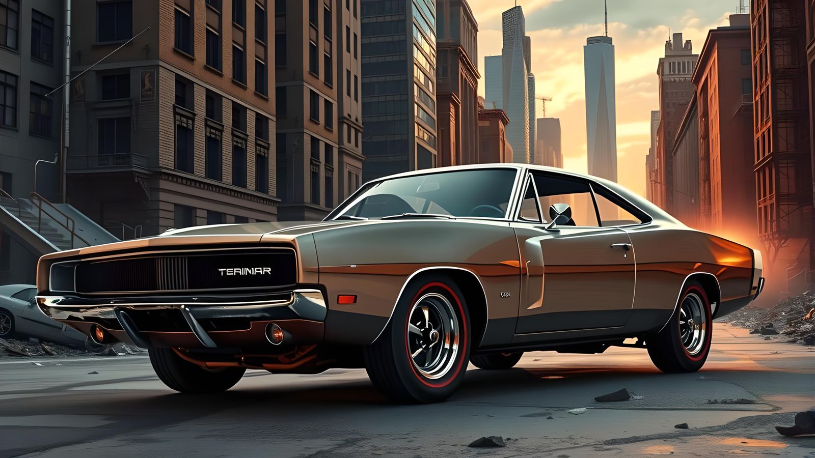 Terminator 1969 Dodge Charger in Comic Style