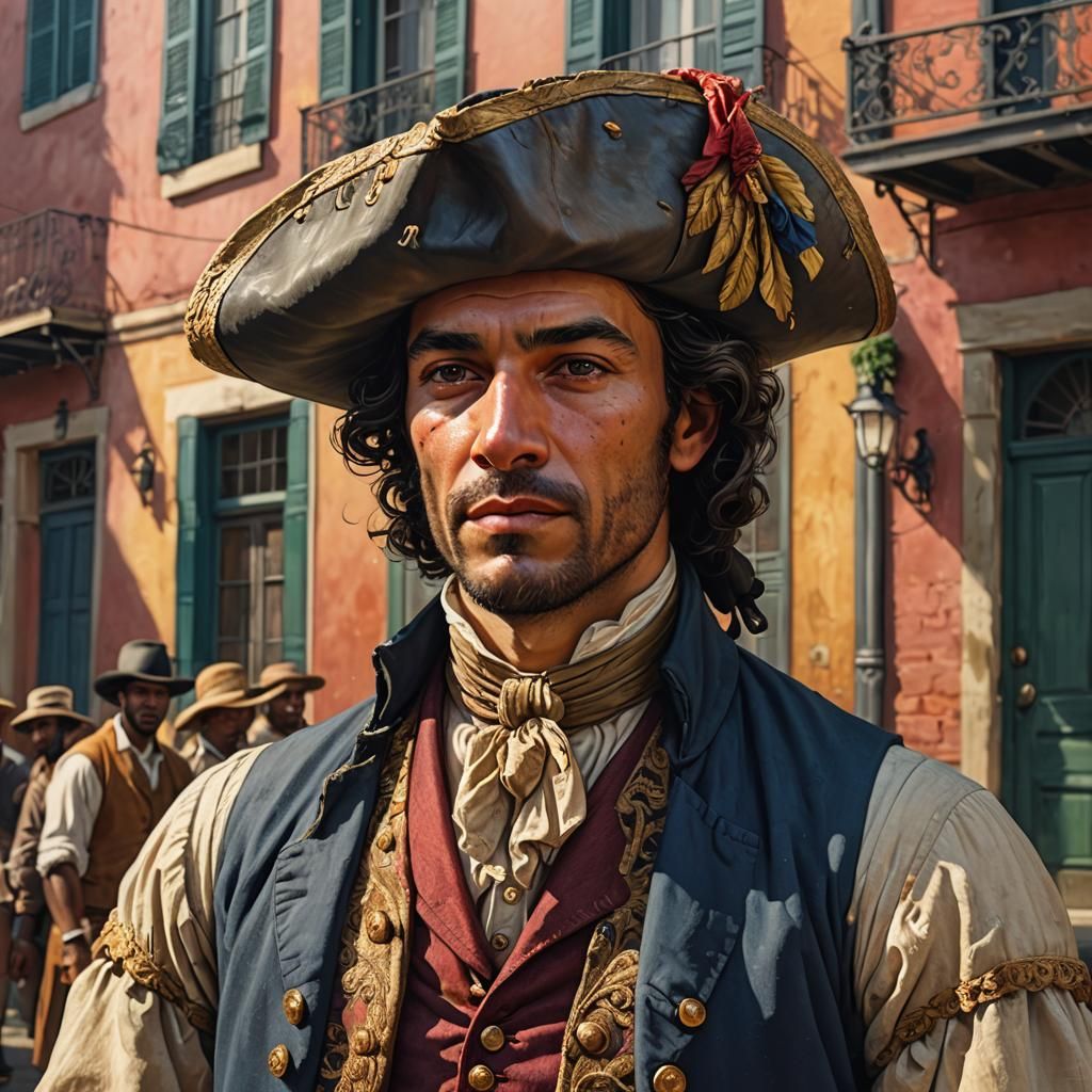 French Immigrant in 1700s New Orleans: Hyperrealistic Art