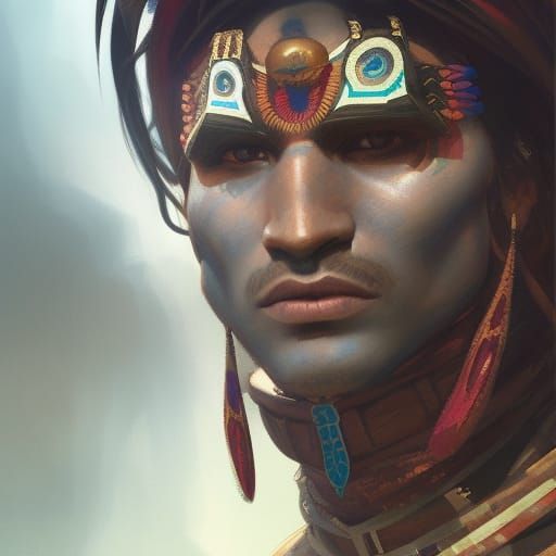 Aztec Warrior Portrait in Fantasy RPG Style