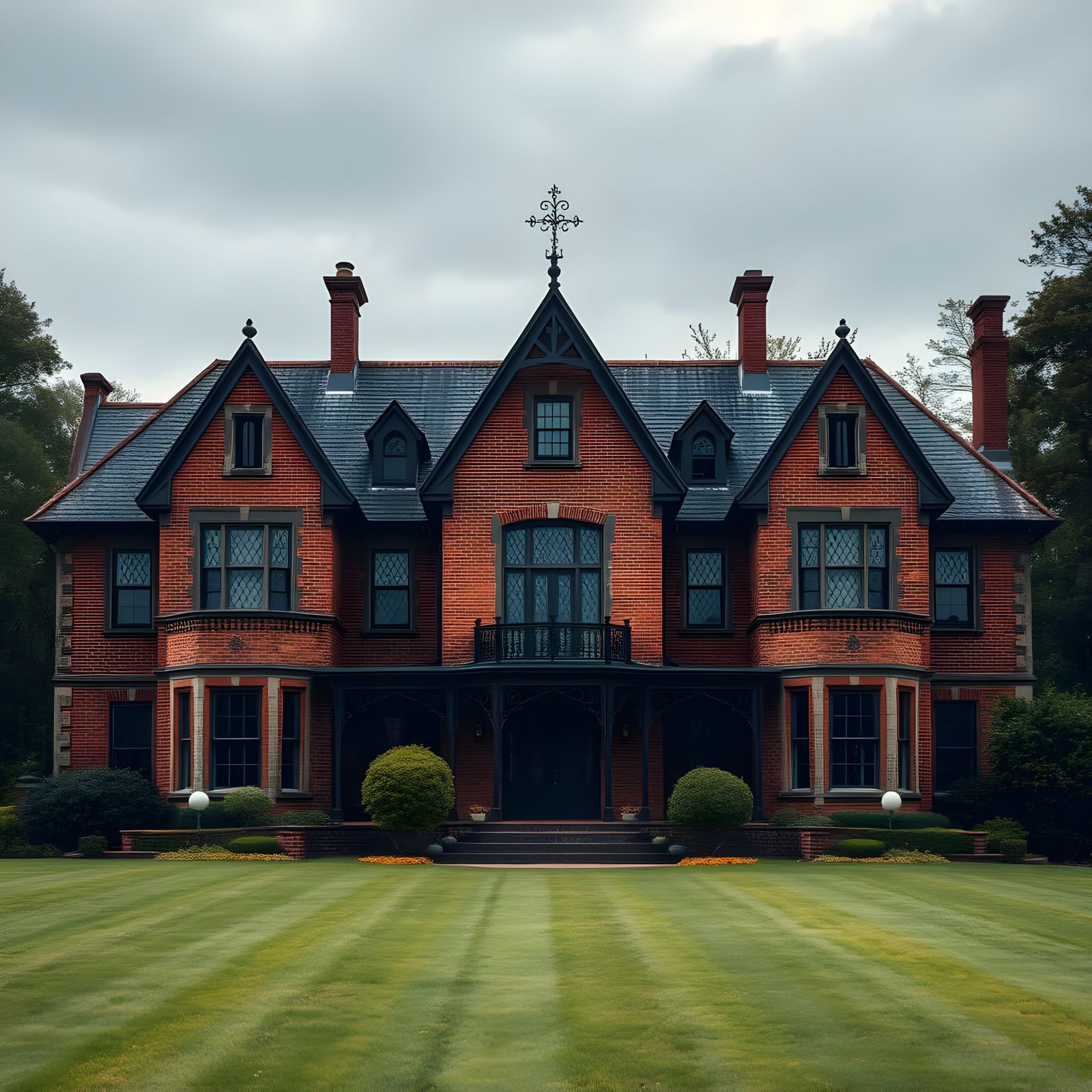 Enchanting Gothic-Tudor Mansion Amidst a Green Oasis