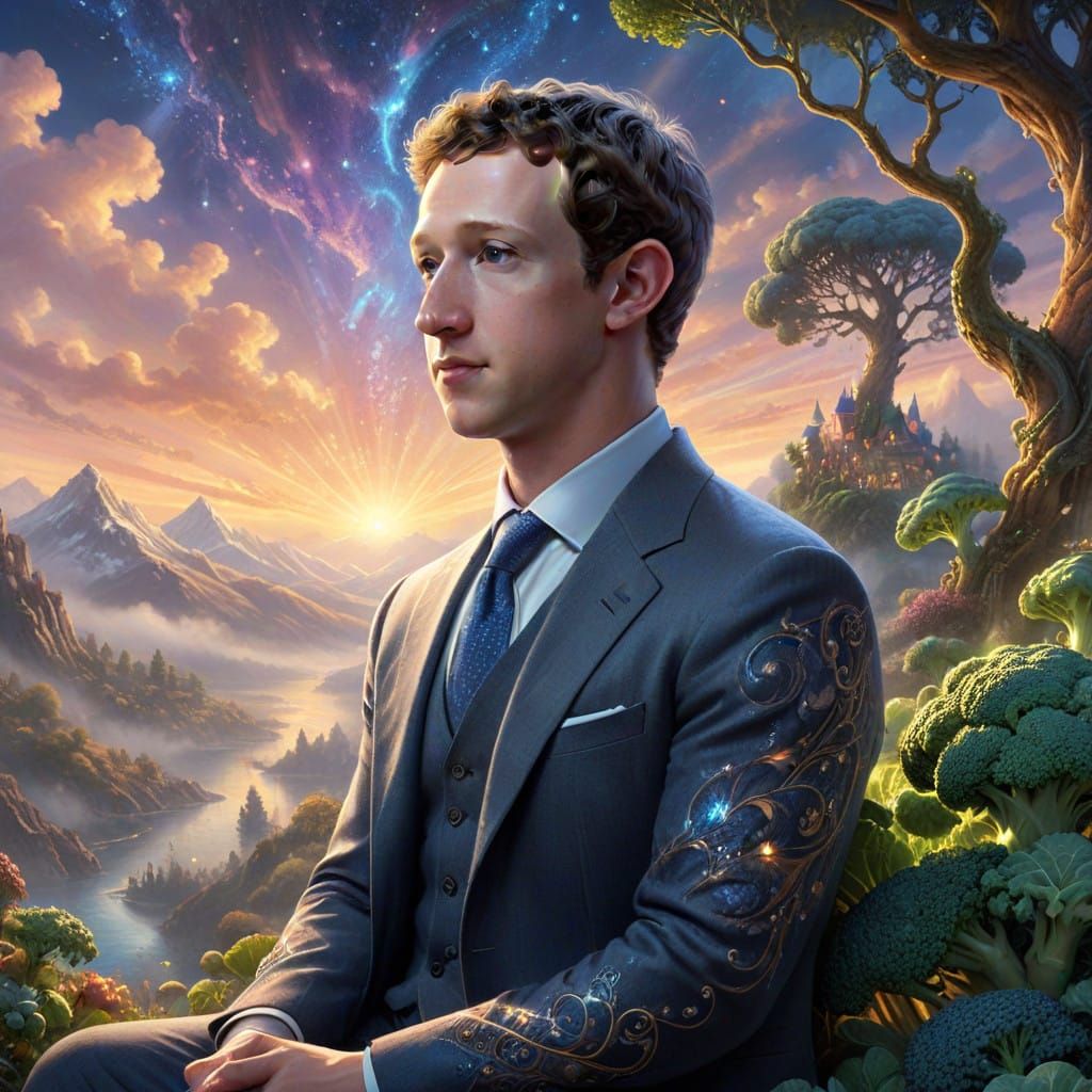 Serene Visionary with Enchanted Broccoli Hairstyle