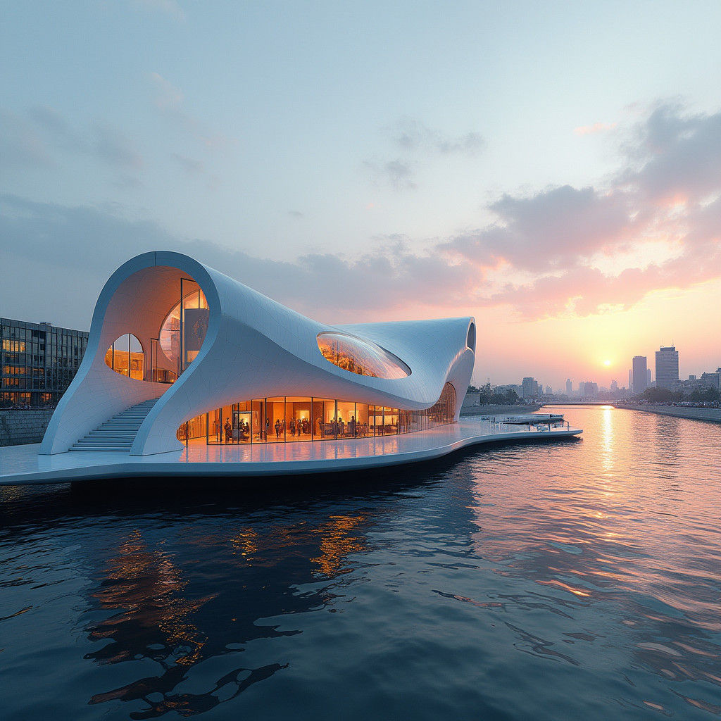 Futuristic Riverside Museum of Modern Art