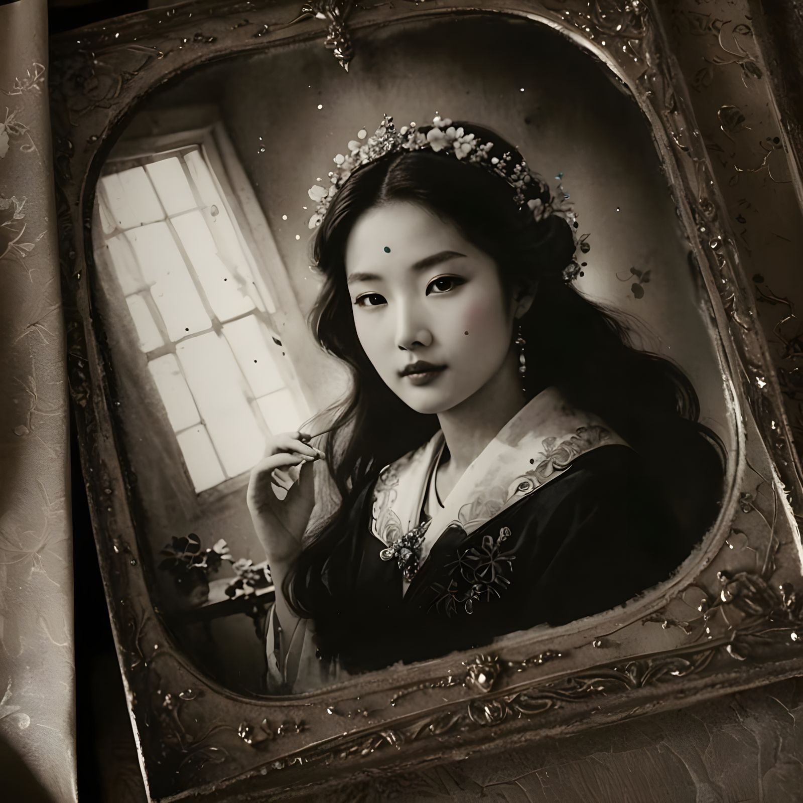 Sumi-e Portrait with Bauhaus Geometric Elements