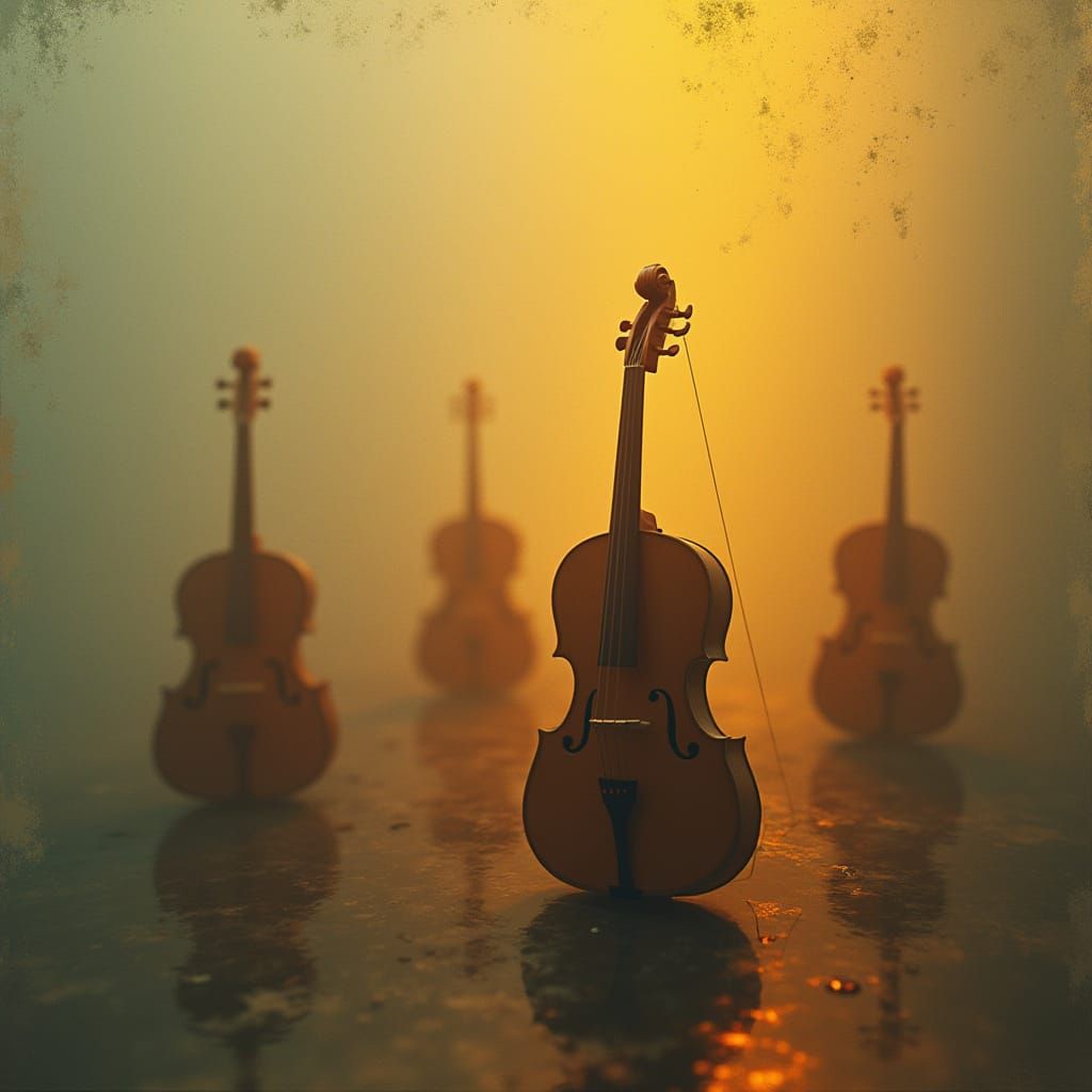 Ethereal Musical Instruments in Digital Art Style