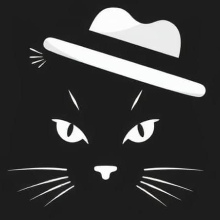 Glitched Black Cat Logo in Glitchcore Style