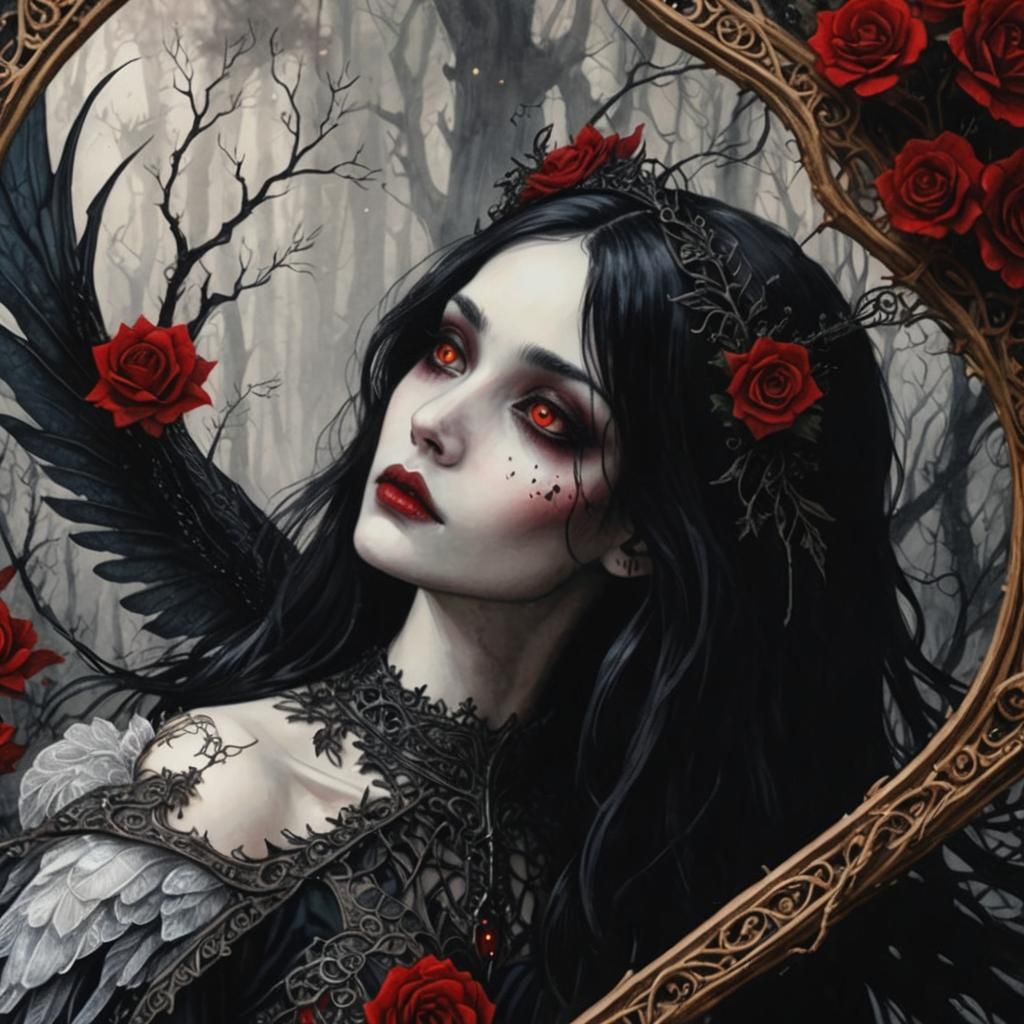 Vampire  and ink with red only