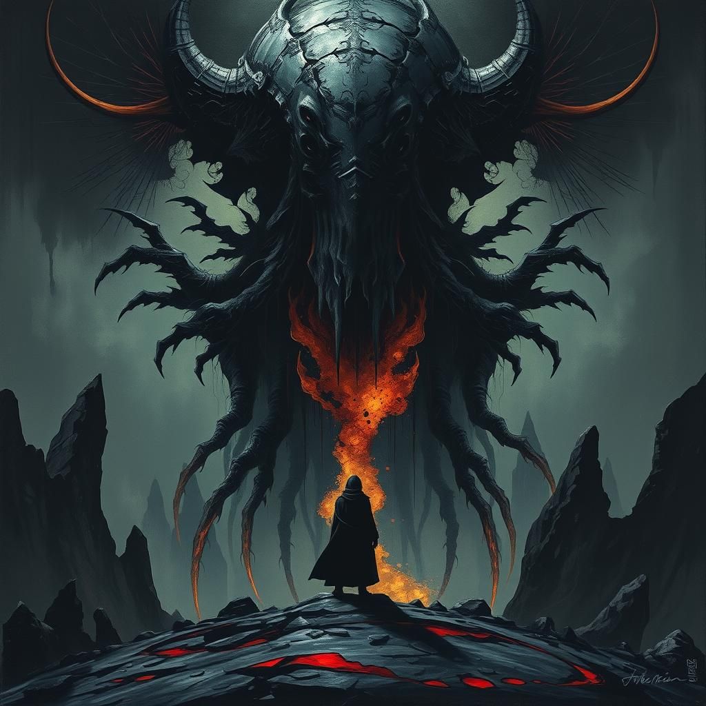 Dystopian Art Deco Anime Trading Card in Oil