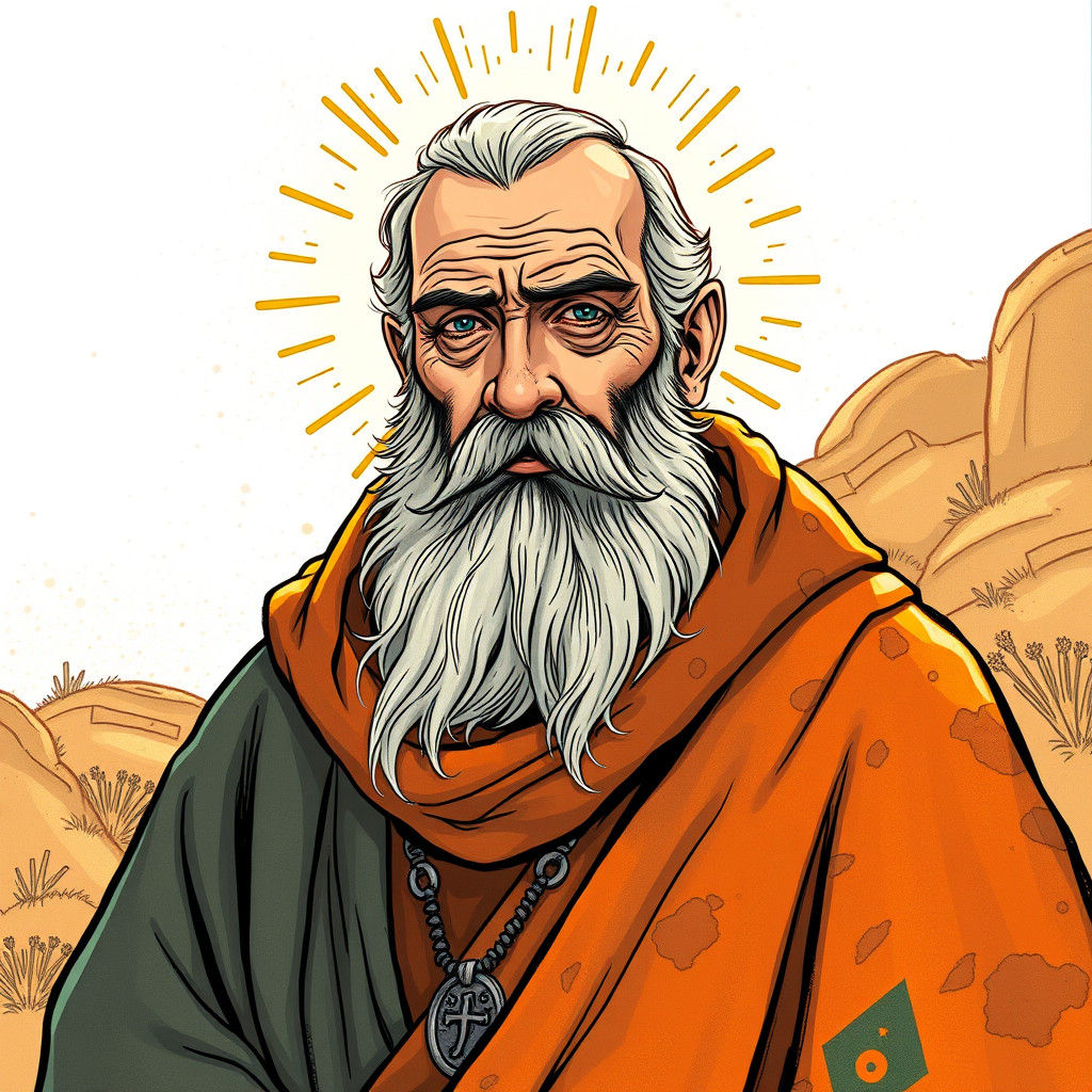 Aged Orthodox Monk in Comic Book Style