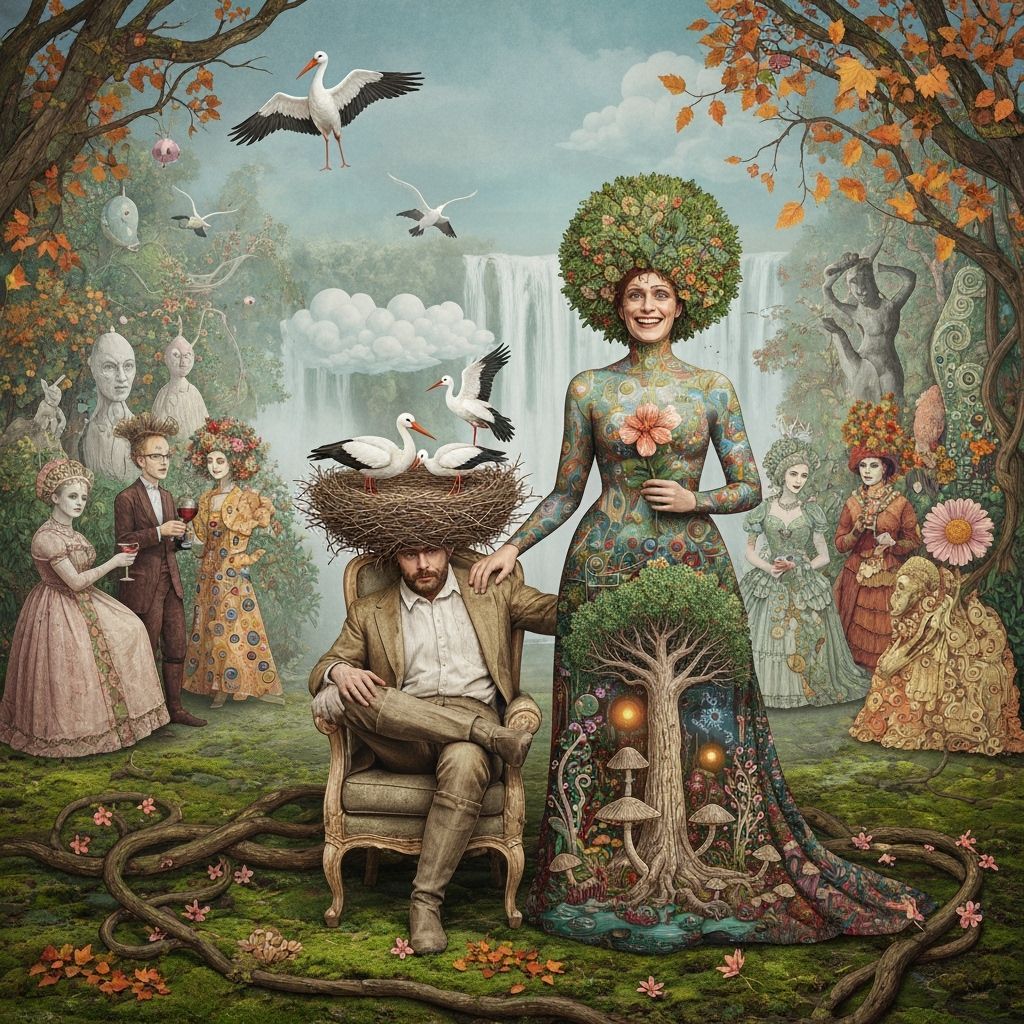 Surreal Stork Nest Garden Party