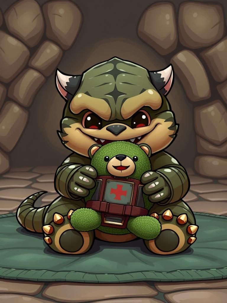 Baby Rancor, Likes to Eat its Green Gamorrean Stuffy